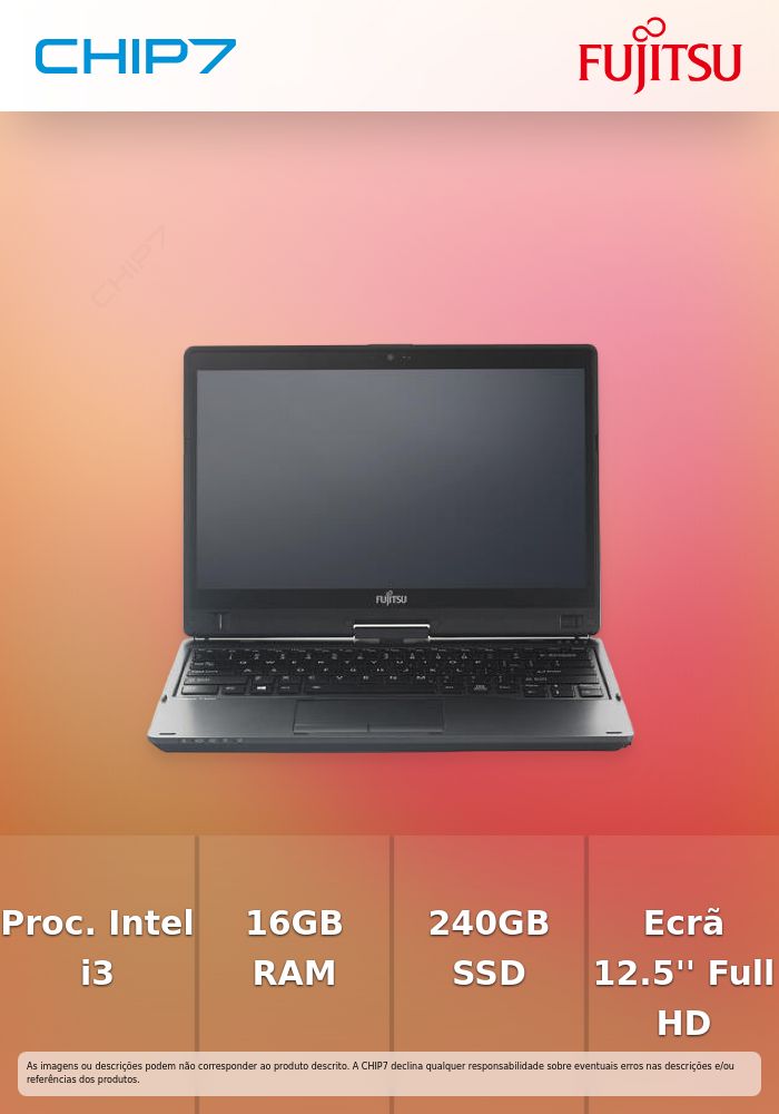 Portátil Recondicionado Fujitsu LifeBook U727 i3-7100U 16Gb 240Gb 12.5