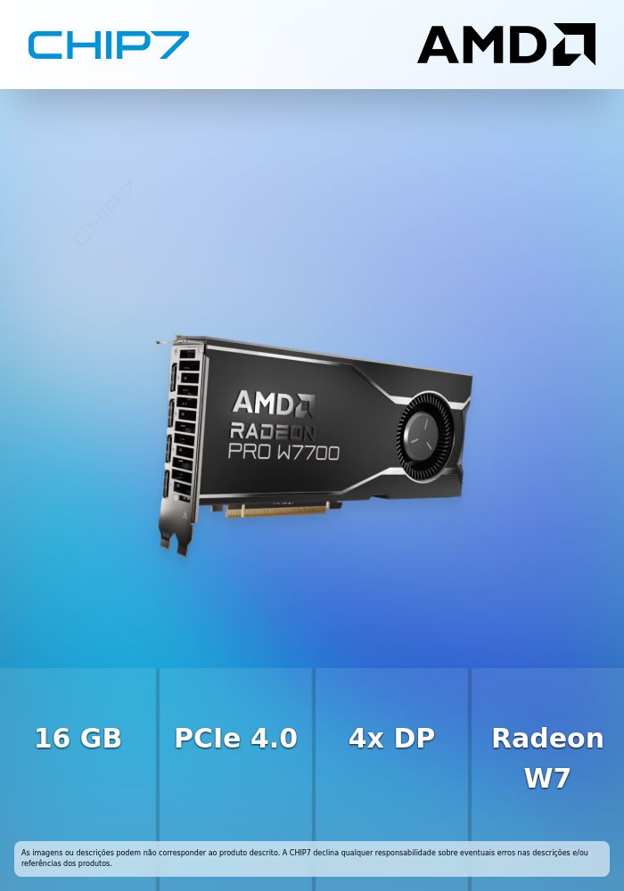AMD Radeon Pro W7700 - Cartão gráfico - Radeon Pro W7700 - 16 GB GDDR6 - PCIe 4.0 x16 - 4 x DisplayPort