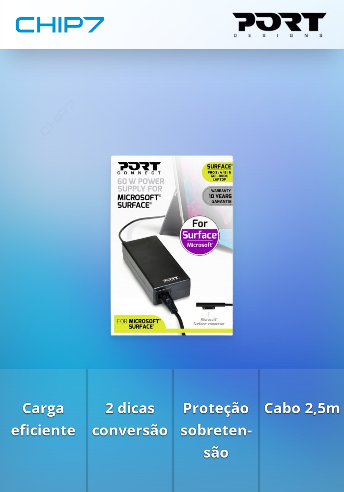Carregador Port Designs Universal Microsoft Surface 60W