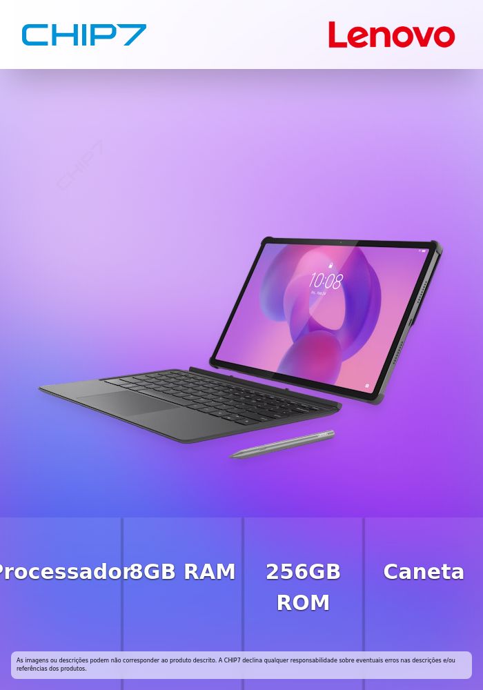 Tablet Lenovo - MediaTek Dimensity 8300 / 8/256GB / 12.7” 3K 144Hz / Cinzento / Caneta + Teclado - Idea Tab Pro