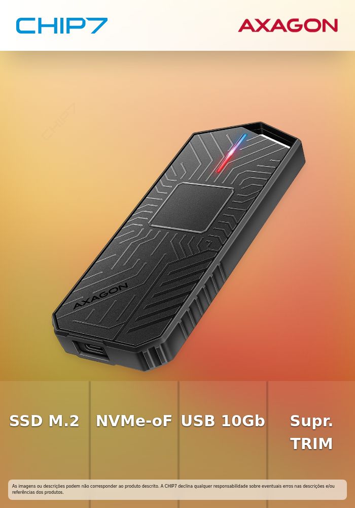 Caixa SSD AXAGON EEM2-GAM USB-C 3.2 Gen 2 10Gbps - M.2 NVMe/SATA SSD GAME 30-80mm ALU box