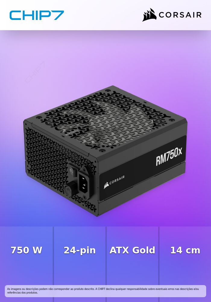 Fonte Modular Corsair RMx Series RM750x 750W 80 Plus Gold ATX3.1