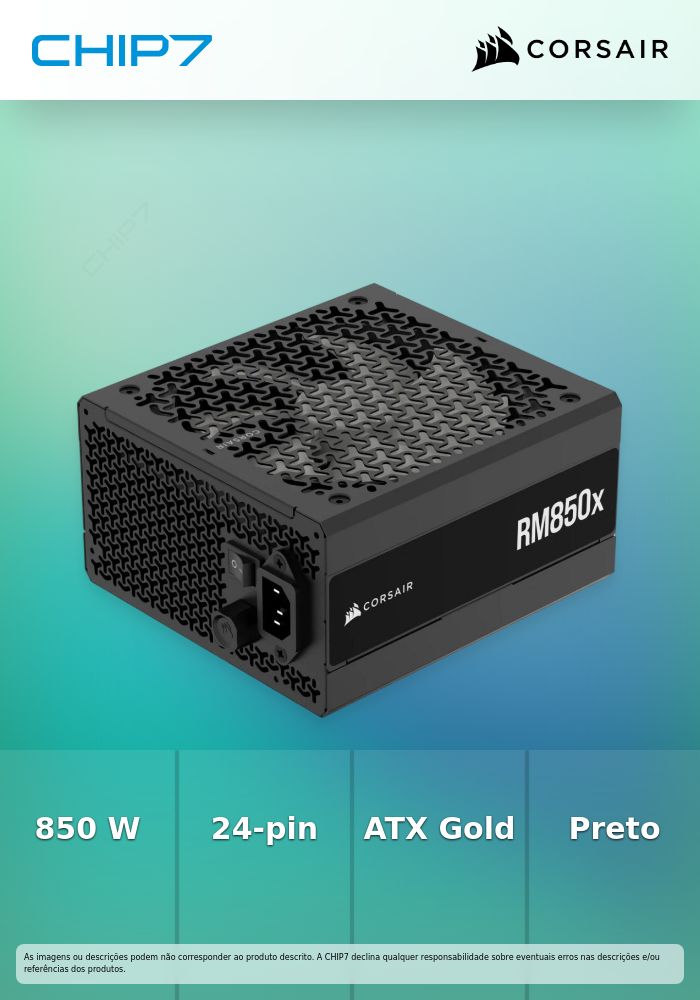 Fonte Modular Corsair RMx Series RM850x 850W 80 Plus Gold ATX3.1