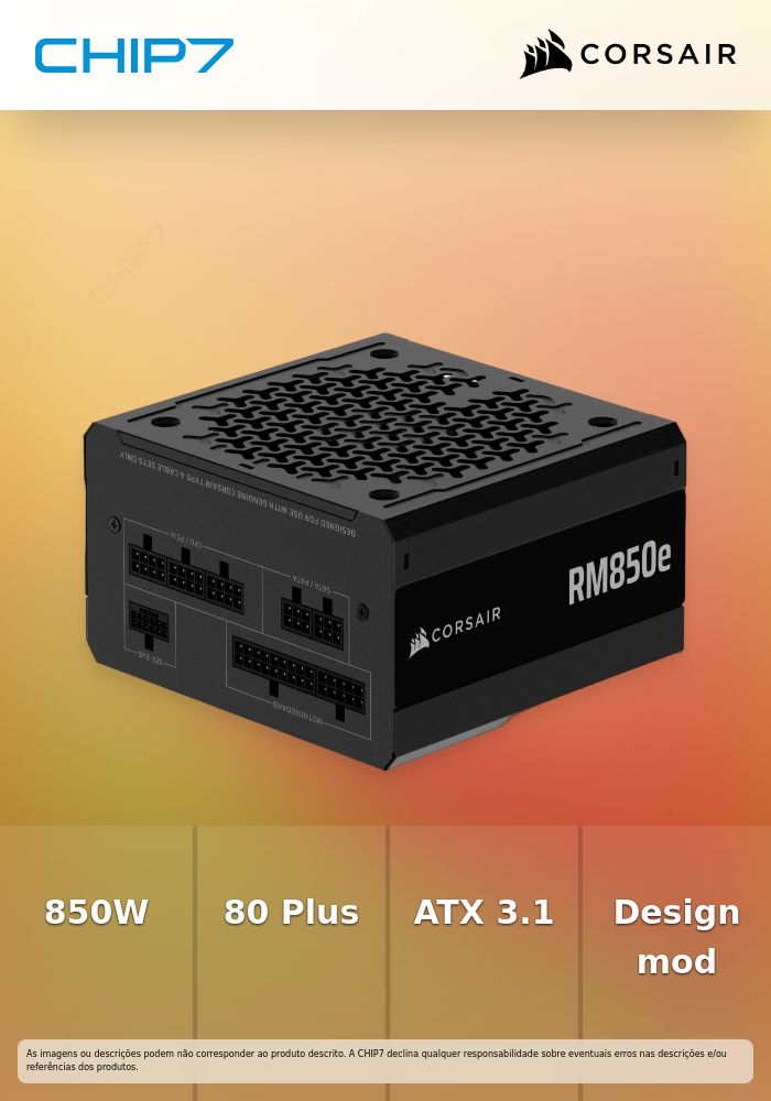 Fonte Modular Corsair RMe Series RM850e 850W 80 Plus Gold ATX3.1 - PCIe 5.1