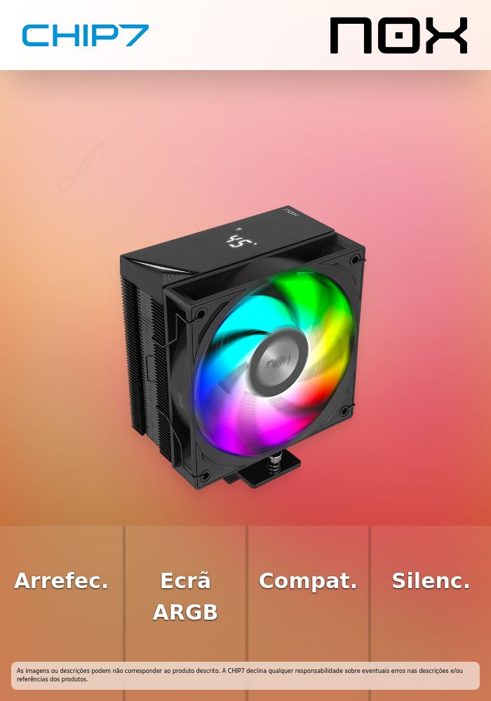 Nox Hummer H-500 Air Cooler CPU com Ecrã  Digital ARGB
