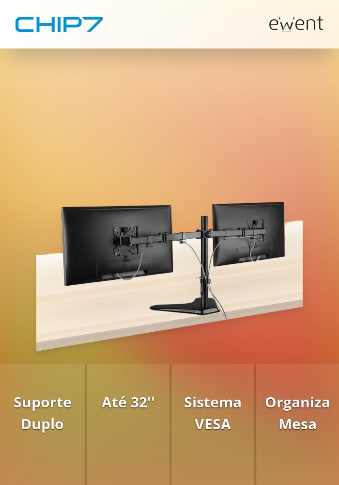 Suporte de Mesa para 2 Monitores até 32
