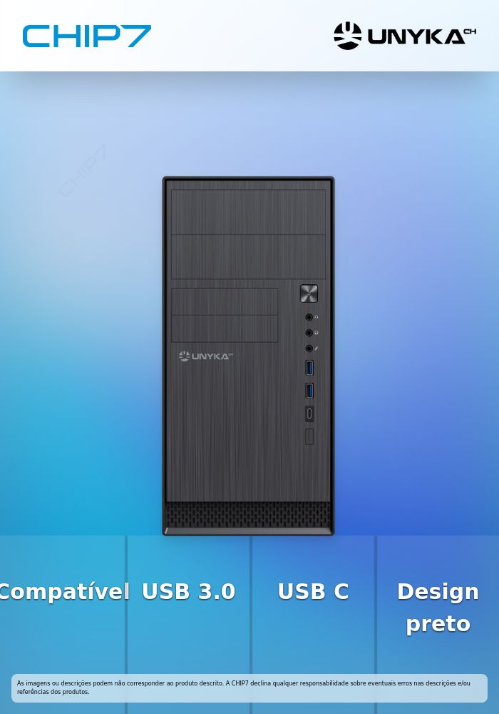 UNYKA CAIXA AERO C12 MATX USB 3.0 USB TYPE C BLACK