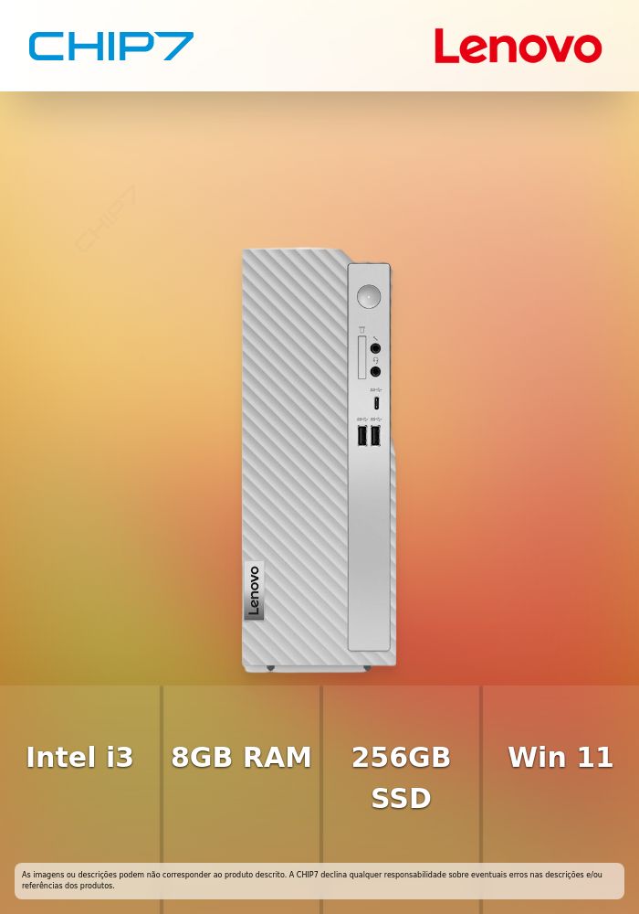 COMPUTADOR DESKTOP LENOVO - INTEL I3-12100 / 8GB RAM / 256GB SSD / WINDOWS 11 - IDEACENTER 3 07IAB7