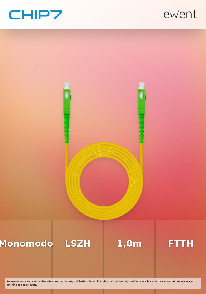 Cabo de fibra óptica (FTTH) SC-APC para SC-APC, monomodo (OS2) Simplex, LSZH, 1,0m» válido até nova comunicação
