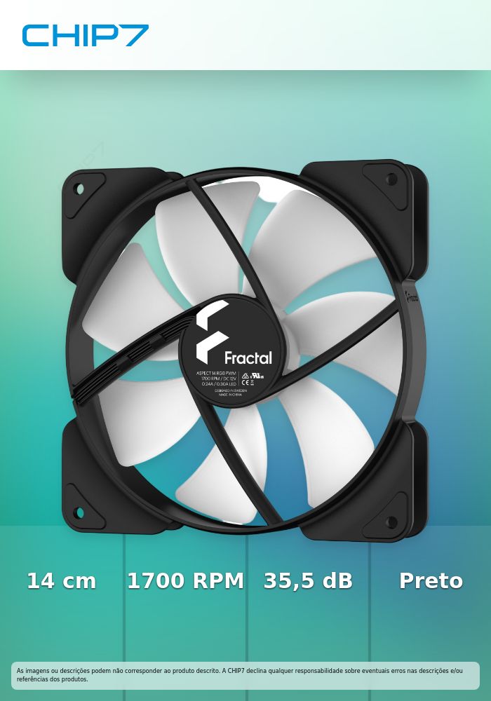 Ventoinha Fractal Design Aspect 14 140mm PWM RGB Preta (3 pack)