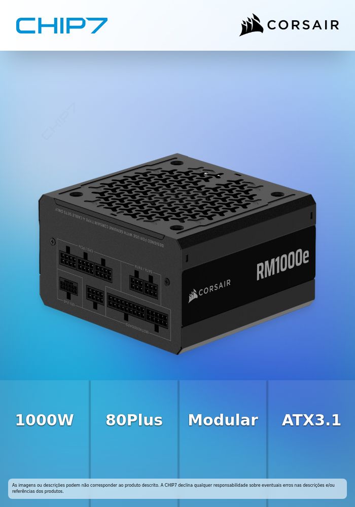 Fonte Modular Corsair RMe Series RM1000e 1000W 80 Plus Gold ATX3.1 - PCIe 5.1