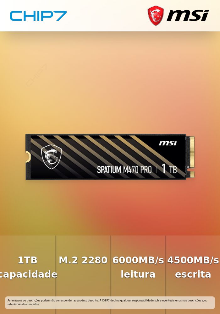 SSD MSI SPATIUM M470 PRO 1TB Gen4 M.2 NVMe (6000/4500MB/s)