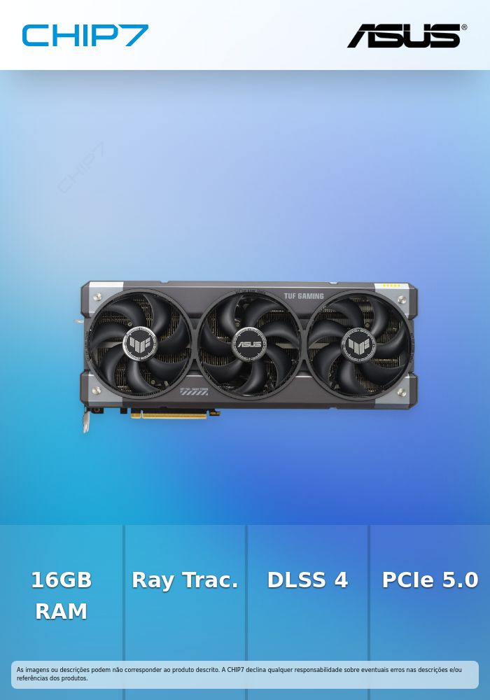 Placa Gráfica ASUS TUF RTX 5080 16GB OC GAMING 2HDMI/3DP GDDR7 DLSS4