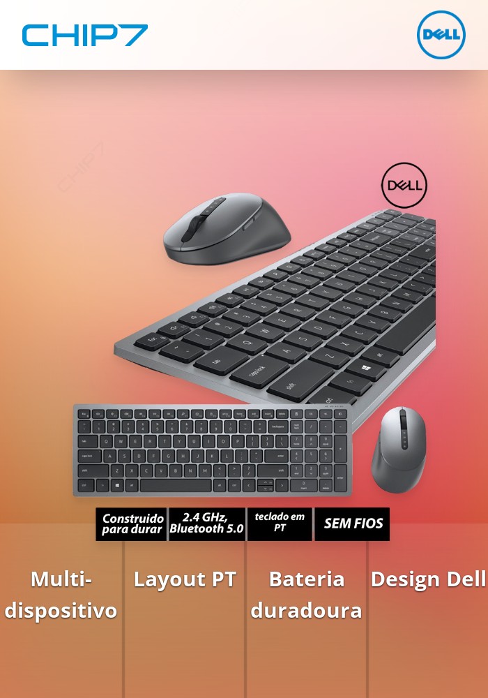 Teclado e Rato Dell KM7120W Multi-Device Bluetooth (PT)