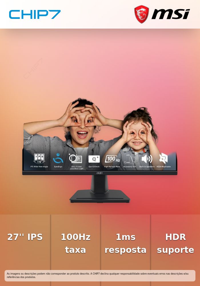 Monitor MSI PRO MP275Q IPS 27 WQHD 100Hz 1ms (MPRT) / 4ms (GTG) HDR Ready, Black