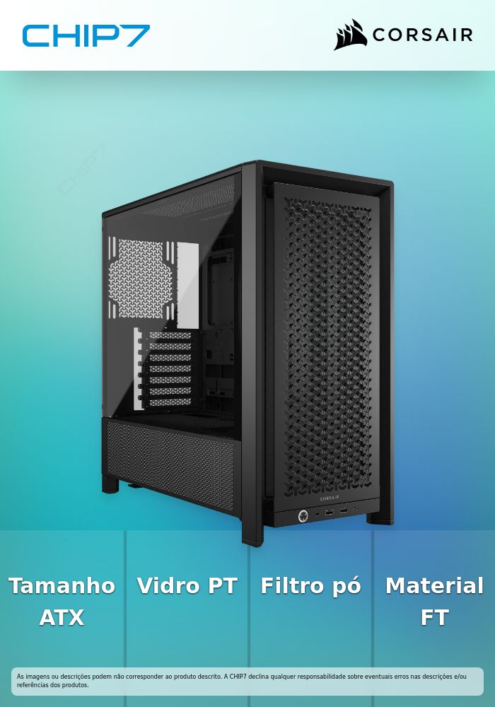 Caixa ATX Corsair Frame 4000D Performance Preto Vidro Temperado