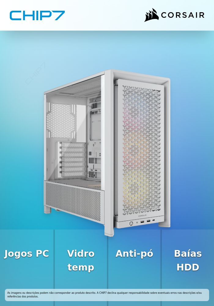 Caixa ATX Corsair Frame 4000D RS ARGB Branco Vidro Temperado