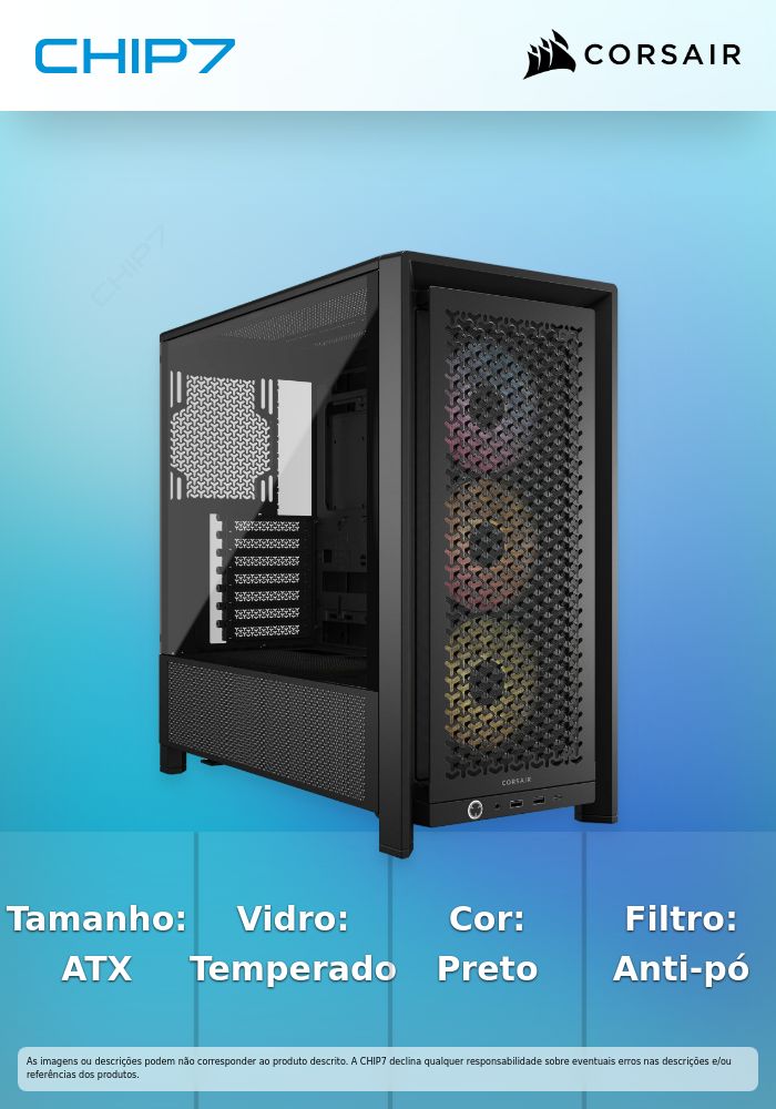 Caixa ATX Corsair Frame 4000D RS ARGB Preto Vidro Temperado