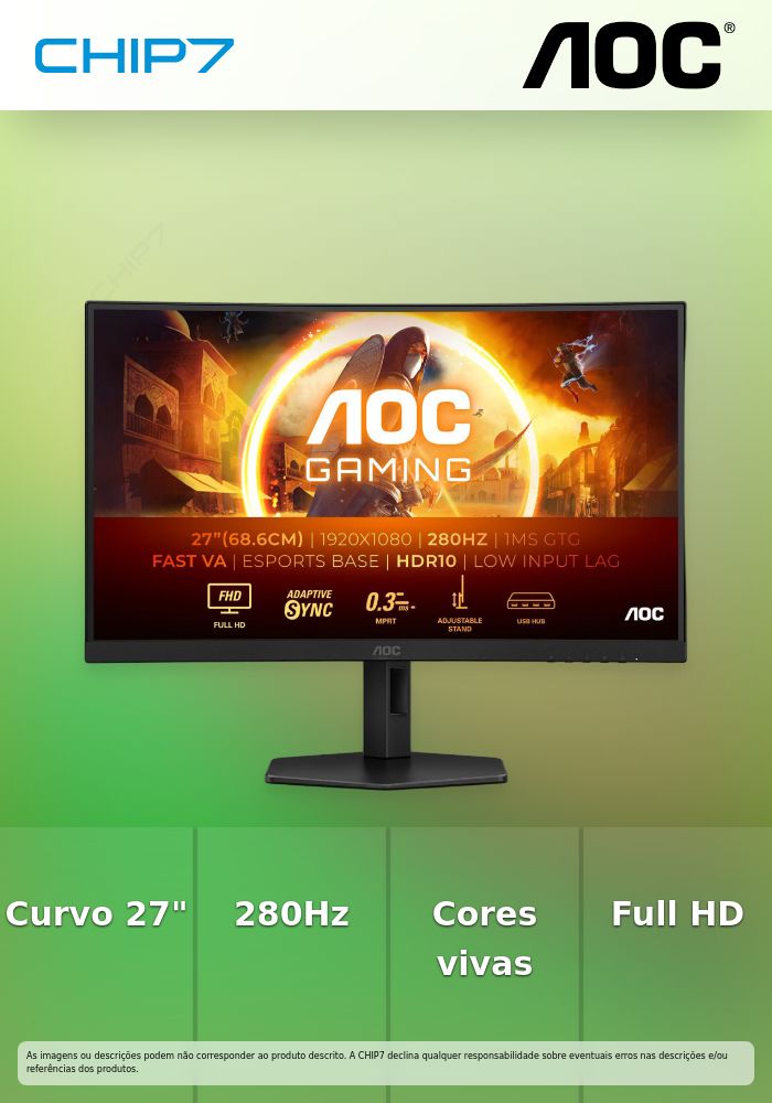 AOC GAMING 27 VA 280HZ CURVO   MNTR