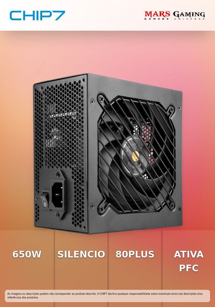 MARS GAMING FONTE ALIMENTAÇAO 650W MPB650SI USILENT 80+BRONZE