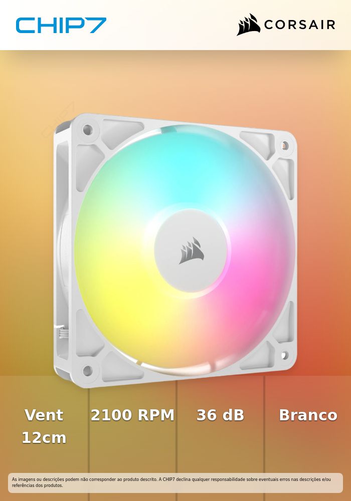 Ventoinha Corsair RS120 ARGB PWM Branca 120mm