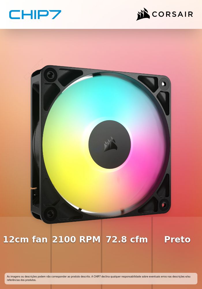 Ventoinha Corsair RS120 ARGB PWM Preta 120mm