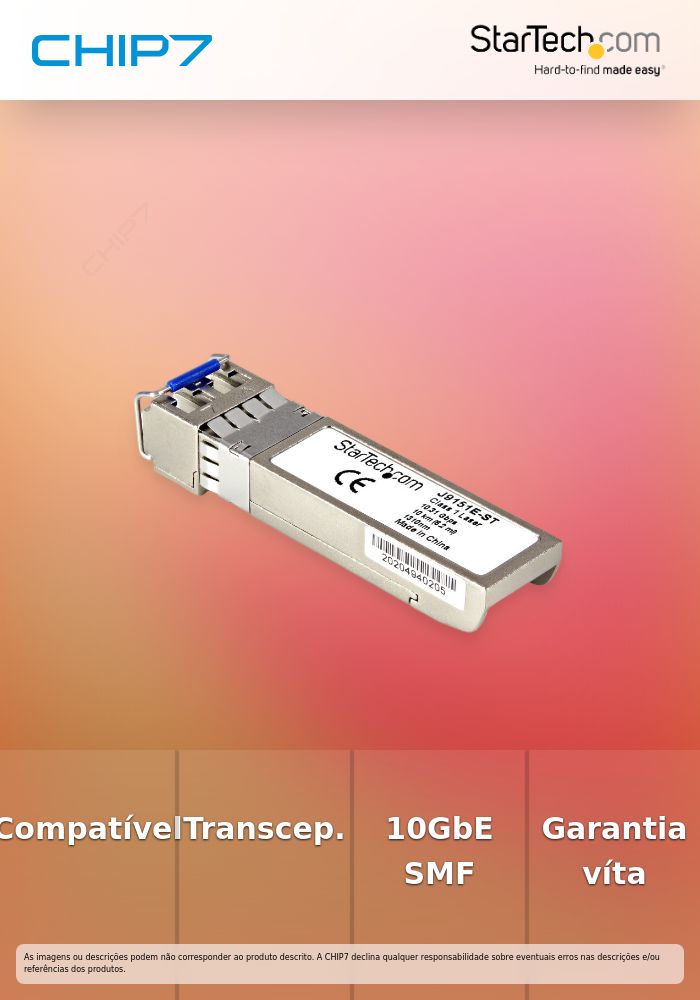 StarTech.com HPE J9151E Compatible SFP+ Module, 10GBASE-LR, 10GbE Single Mode (SMF) Fiber Optic Transceiver, 10GE Gigabit Ethernet SFP+, LC Connector, 10km, 1310nm, DDM, HPE 2930F, 8325, 3810M - Lifetime Warranty (J9151E-ST) - Módulo de transceptor S