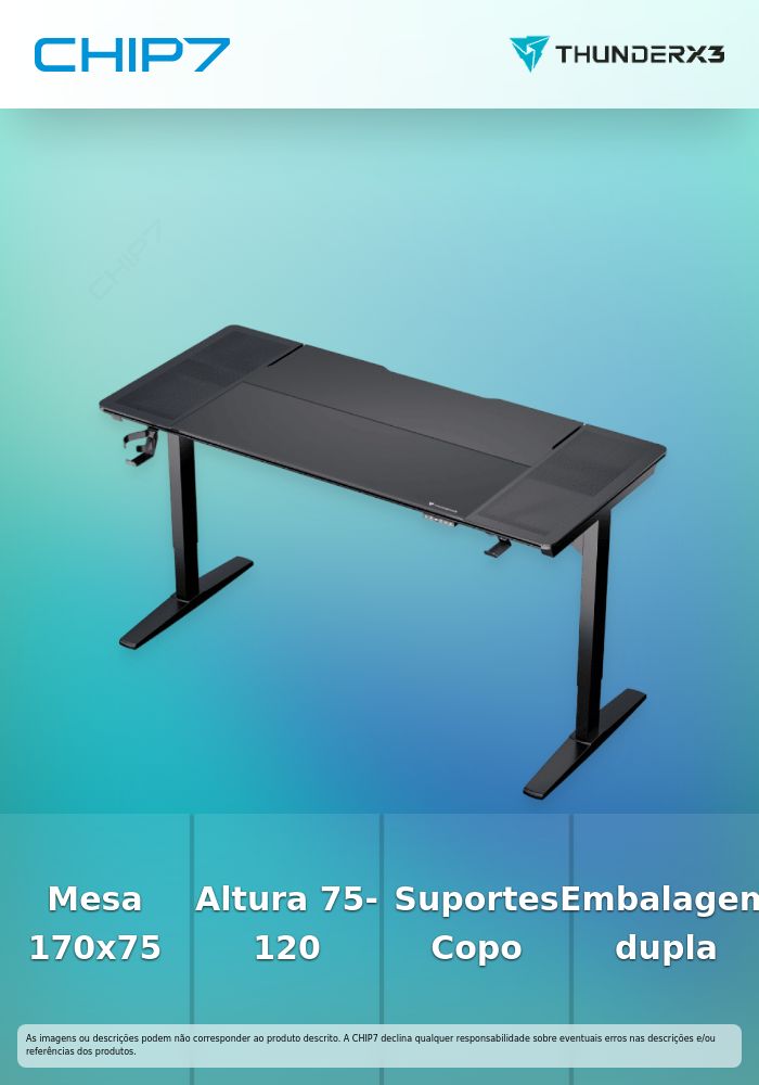 Secretária Gaming ThunderX3 LAB-X - Preta (Dual Boxes)