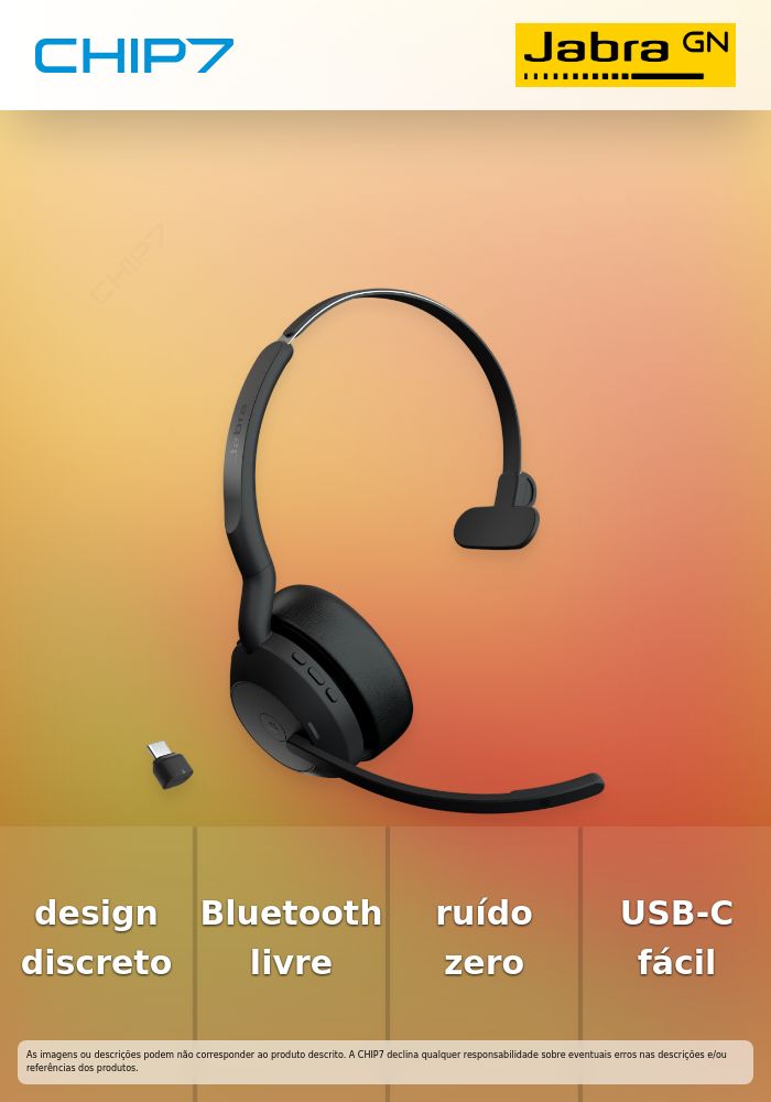 Jabra Evolve2 55 MS Mono - Auscultadores - no ouvido - bluetooth - sem fios - cancelamento de ruído activo - USB-C - preto - Certificado para Microsoft Teams