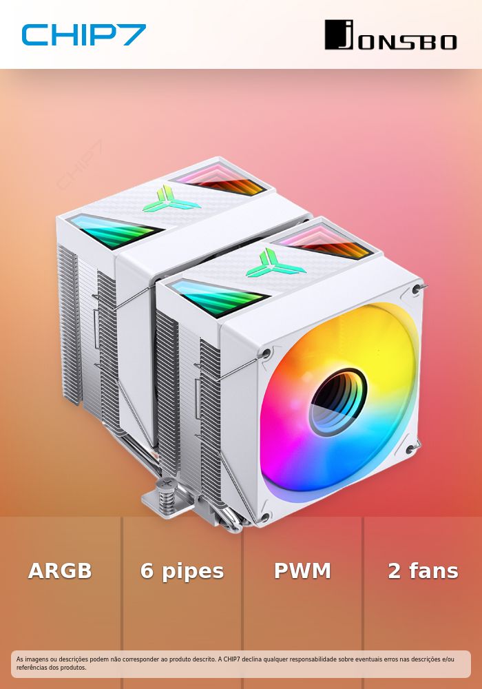 Cooler CPU Jonsbo CR-1400 DV2 ARGB White - 92mm