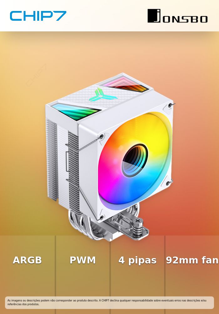 Cooler CPU Jonsbo CR-1400 V2 ARGB Branco - 92mm