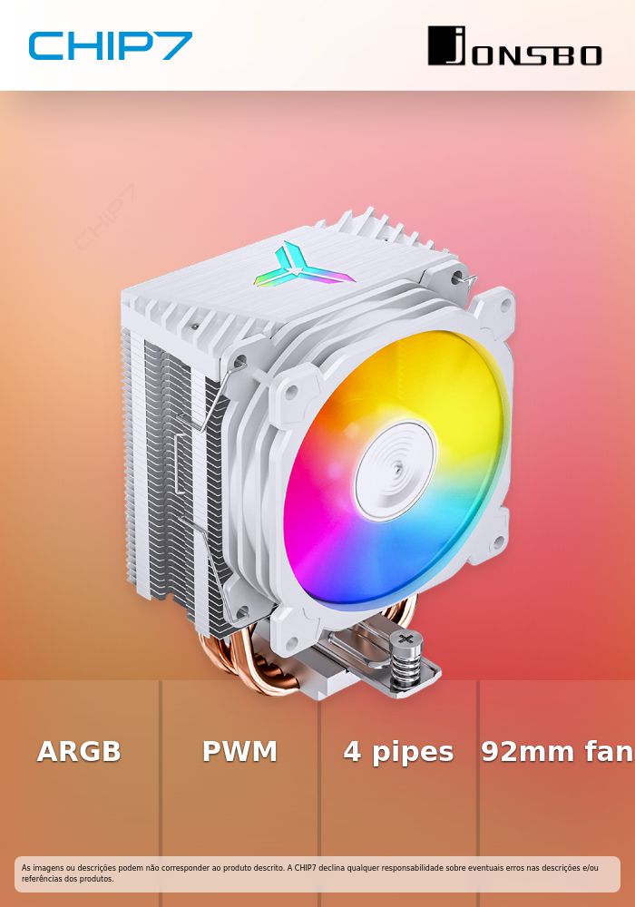 Cooler CPU Jonsbo CR-1400E ARGB Branco - 92mm