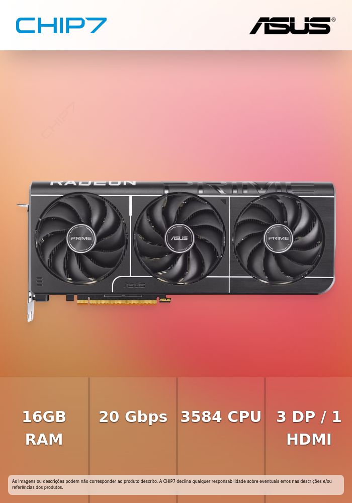 Placa Gráfica ASUS Radeon RX 9070 Prime OC 16GB GDDR6