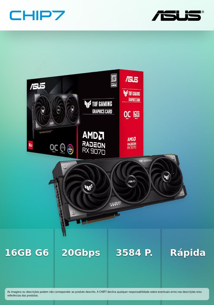 Placa Gráfica Asus Radeon RX 9070 Tuf Gaming OC 16GB GDDR6
