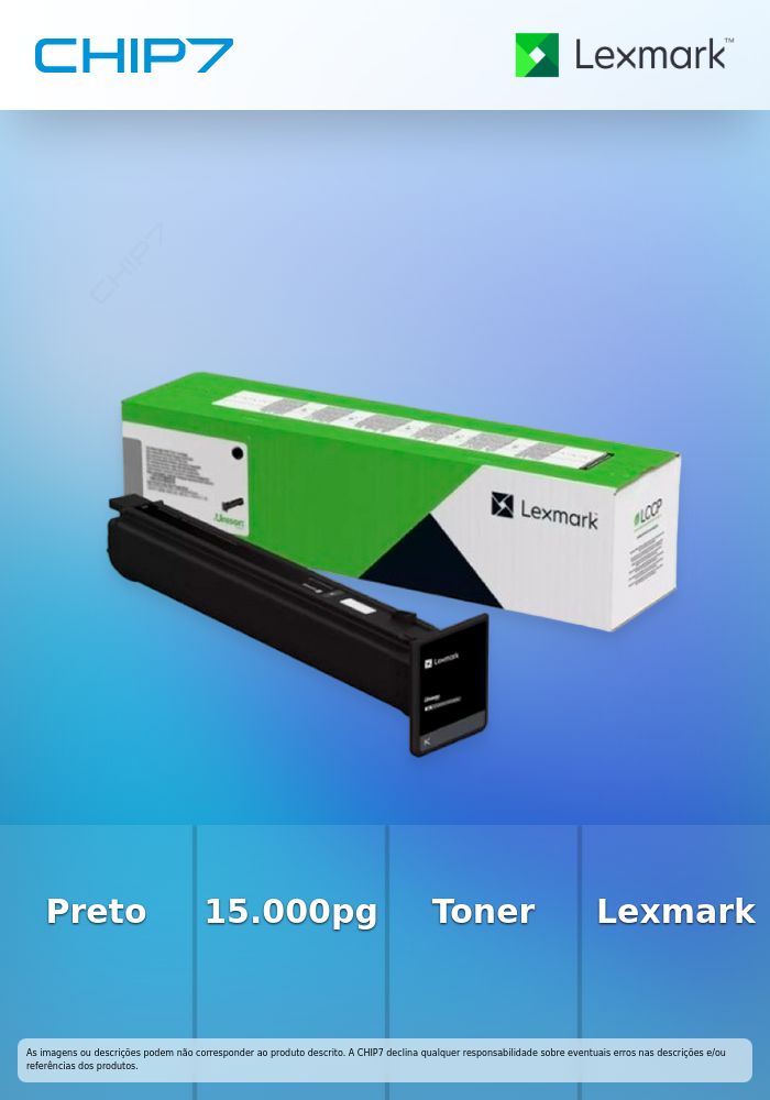 LEXMARK TONER PRETO XC8355/95x/96x 15K