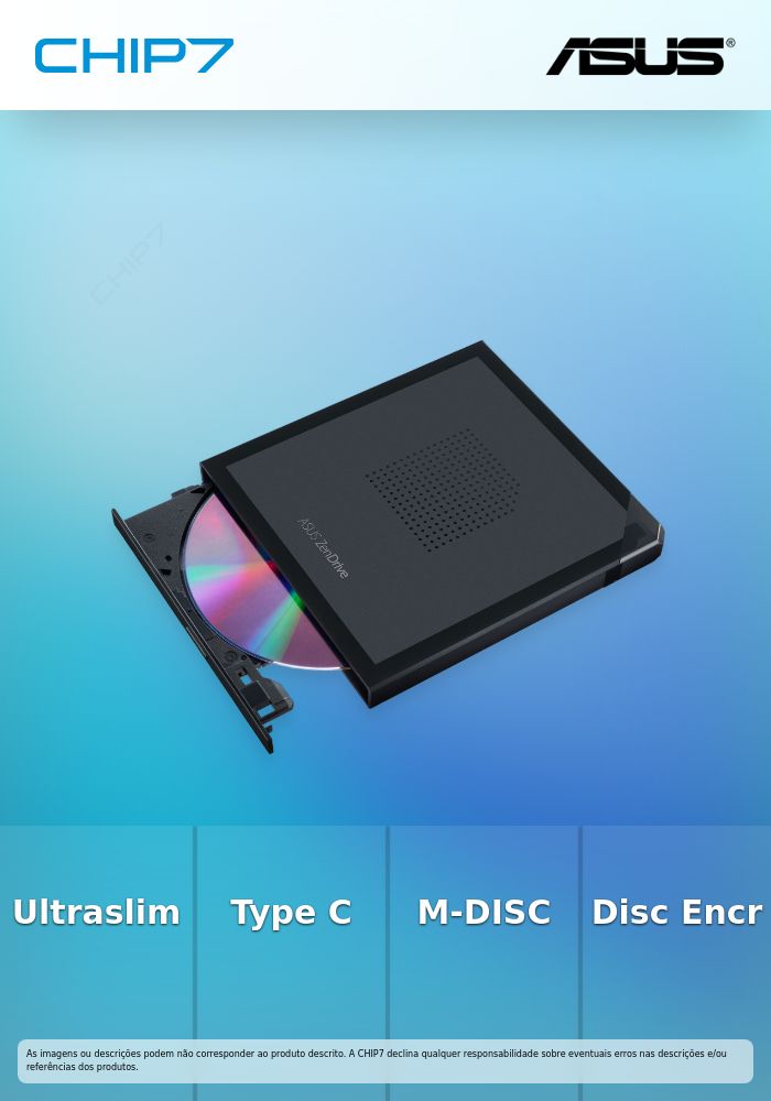 SDRW-08V1M-U/BLK/G/AS/P2G - External ultraslim 8X DVD writer, Cable-Storage Design, USB Type C, Mac Compatible, 14.6mm Ultraslim, M-DISC support, Disc Encryption, NERO Backitup, E-Green, E-Media