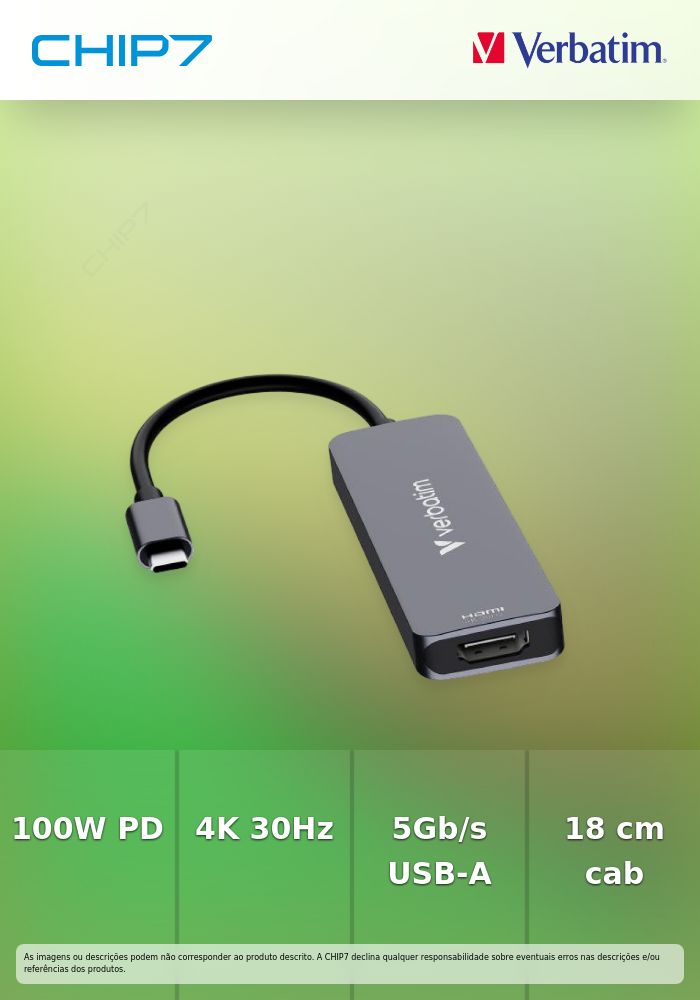 VERBATIM DOCK 4K USB-C 1xHDMI 1xUSB-C PD 1xUSB-A 3.2 1XUSB-A 2.0 PD100W