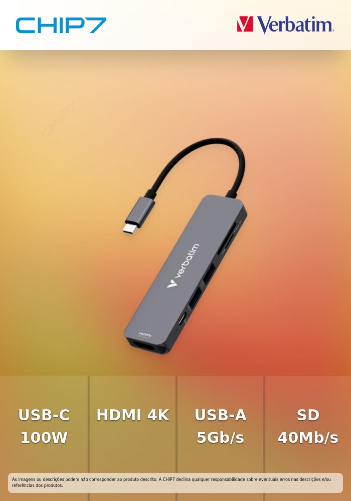 VERBATIM DOCK 4K USB-C 1xHDMI 1xUSB-C PD 1xUSB-A 3.2 1XUSB-A 2.0 CR PD100W