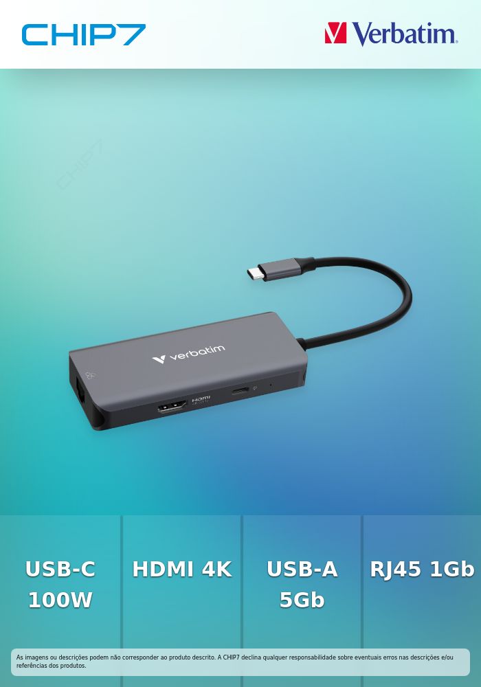 VERBATIM DOCK 4K USB-C 1xHDMI 1xRJ45 1xUSB-C PD 3xUSB-A 3.2  PD100W