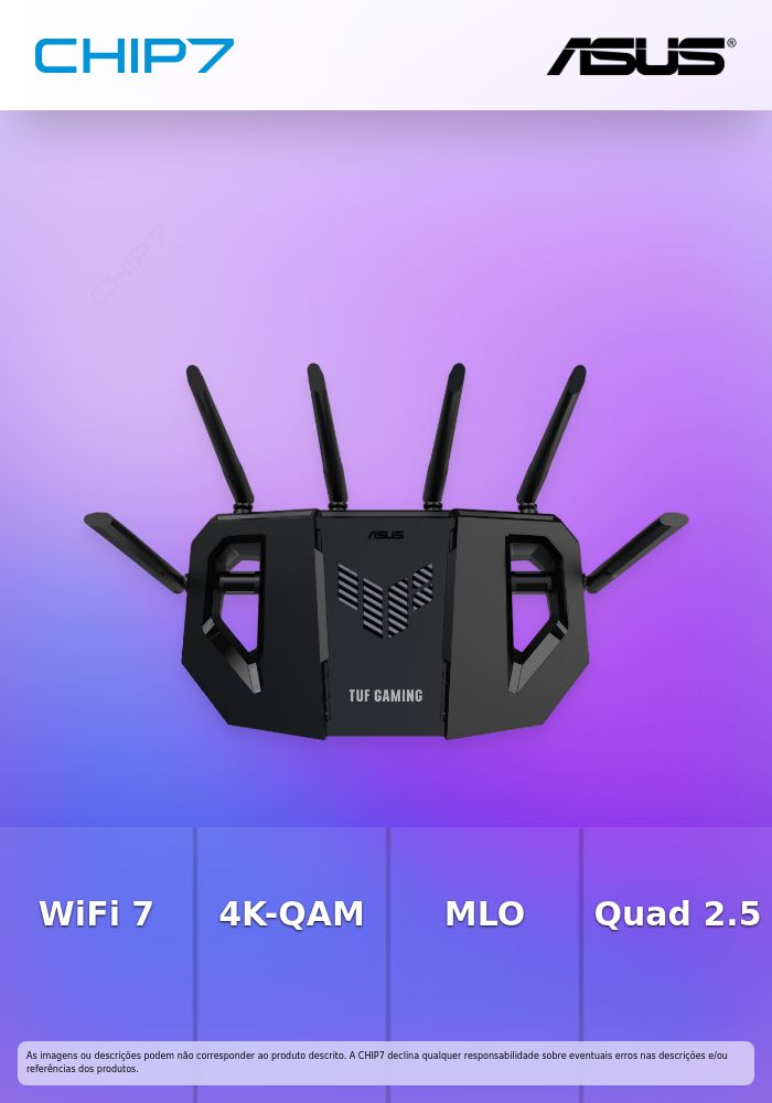 ASUS TUF Gaming BE6500 Dual Band WiFi 7 Router 4K-QAM Multi-Link Operation MLO Quad 2.5GbE port