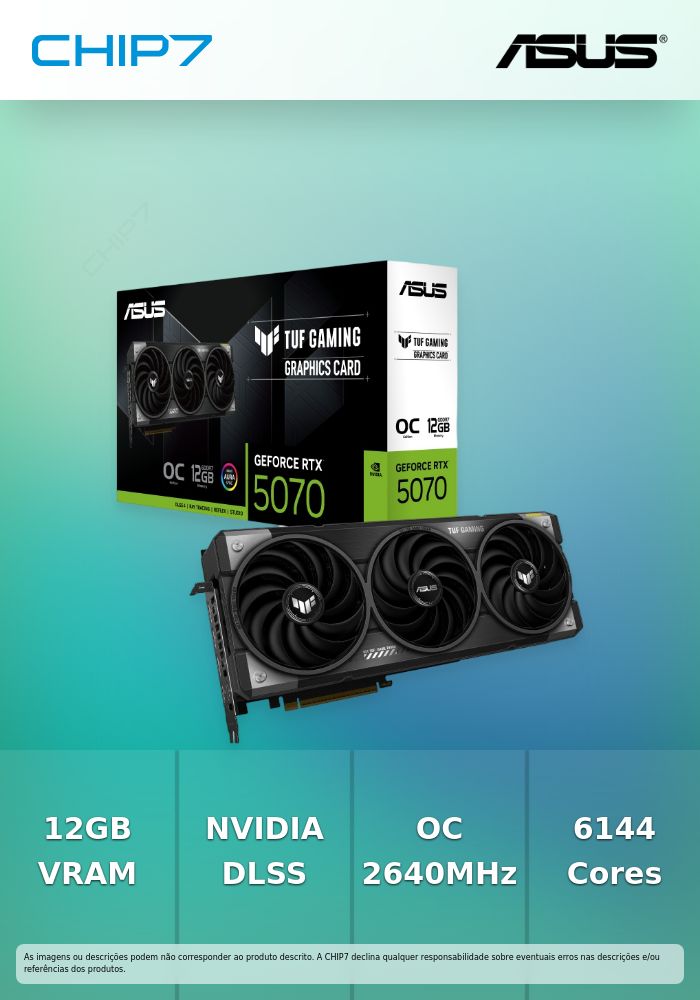 Placa Gráfica ASUS TUF Gaming RTX 5070 12GB 2x HDMI 3x DP GDDR7