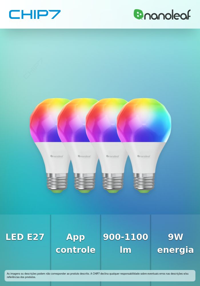Nanoleaf - Lâmpada A60/E27 Matter WiFi Smart Bulb (4pck)