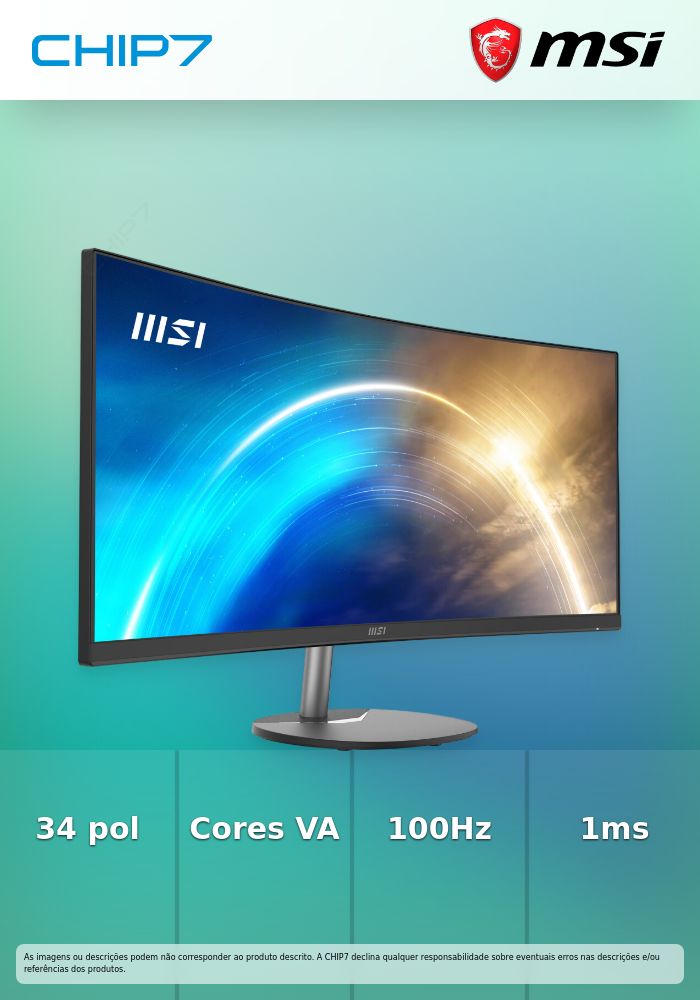 MSI PRO MP341CQ 34inch VA 100h 1ms Speakers 2xHDMI DP Black
