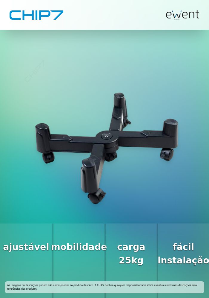 EWENT SUPORTE DESKTOP C/RODAS X PRETO