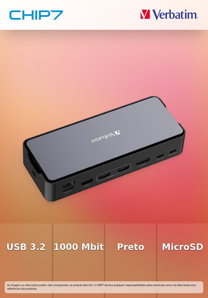 VERBATIM DOCK 8K USB-C 2xHDMI 1xDP 1xSSD SLOT 1xRJ45 3xUSB3.2 CR PD80W