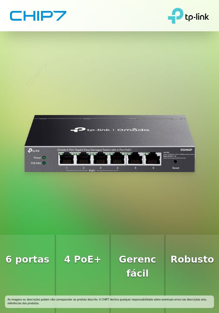 Omada 6-Port Gigabit Easy Managed Switch with 4-Port PoE+