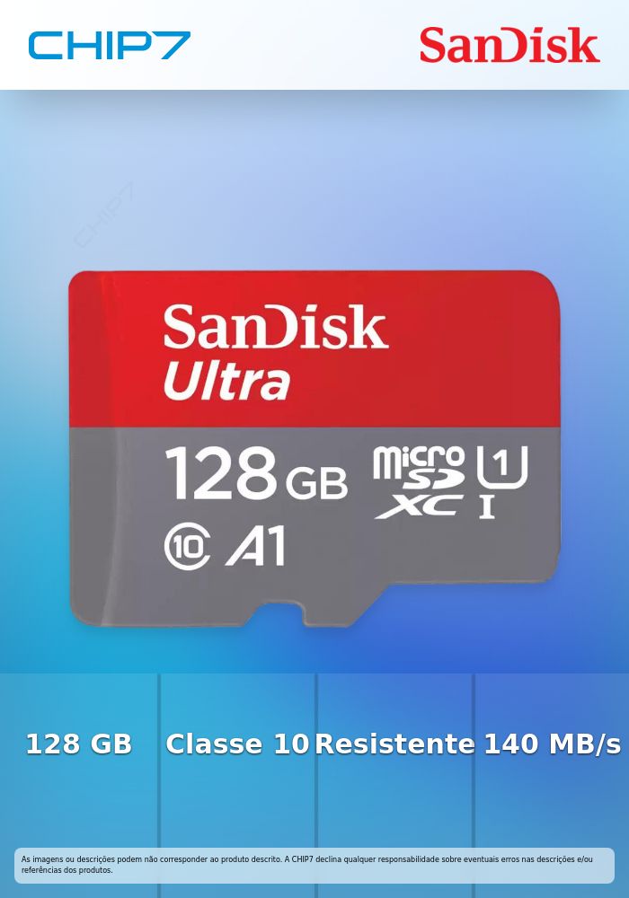 Cartão SanDisk Ultra MicroSDHC/SDXC C10 A1 UHS-I 128GB