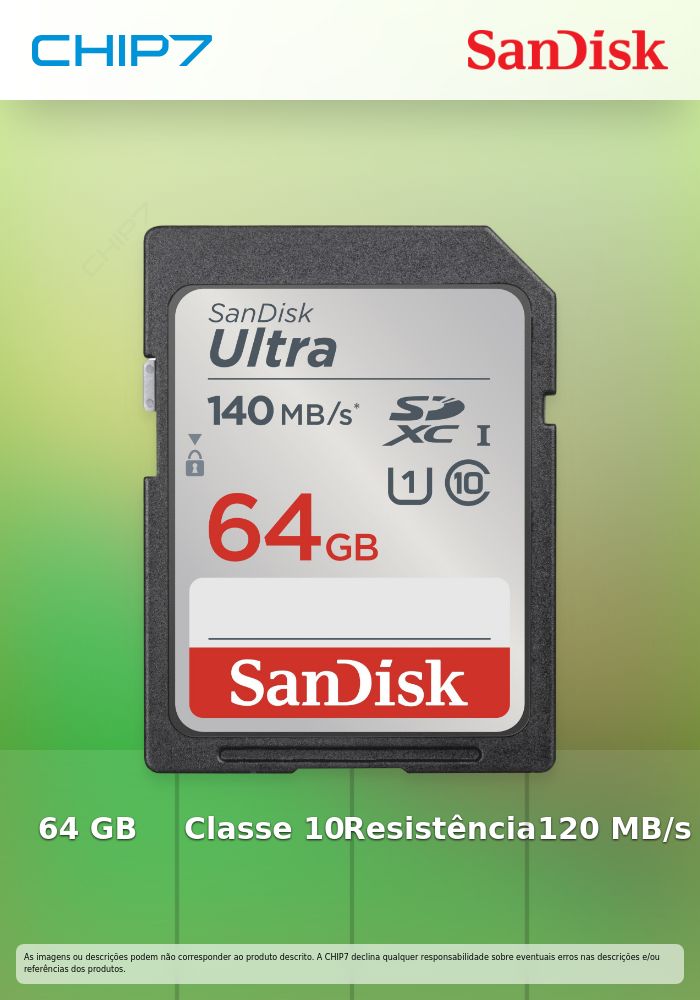 Cartão SanDisk Ultra SHDC/SDXC UHS-I C10 U1 64GB