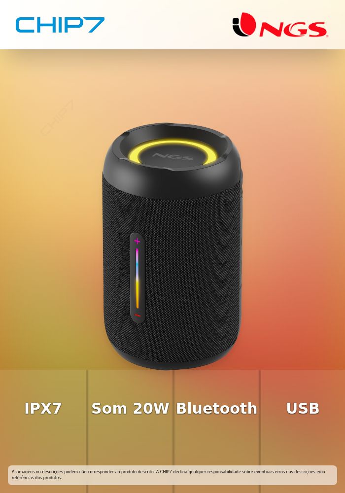 IPX7 Waterproof 20W BT Speaker USB INPUT, LED Lights