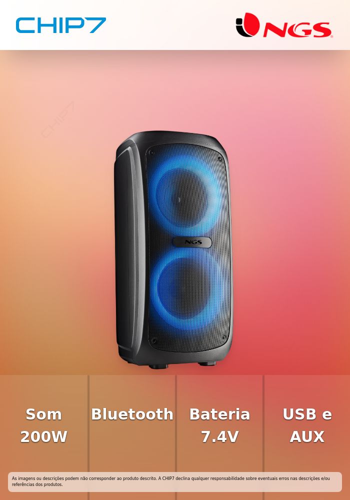 Portable BT speaker-TWS-200W 7,4v/4,4a BAT-USB-AUX IN